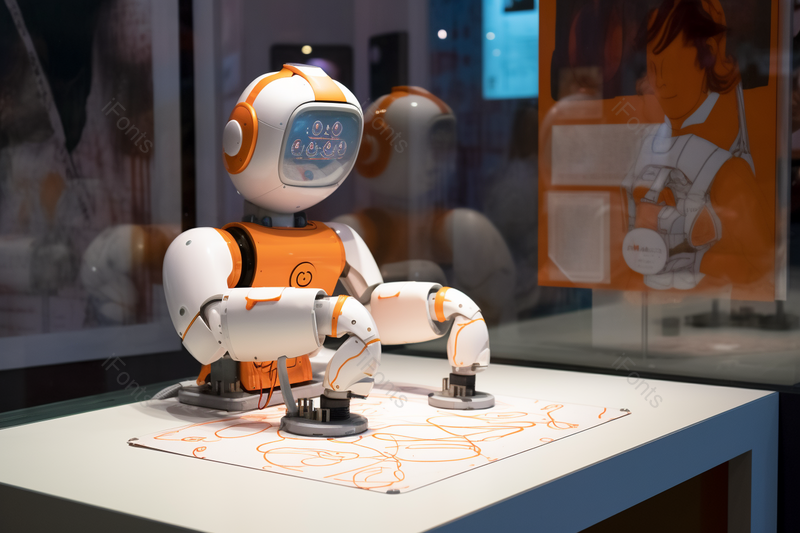 科技馆内正在绘画的机器人,高清,摄影图,摄影图片,图片大全,摄影图免费下载